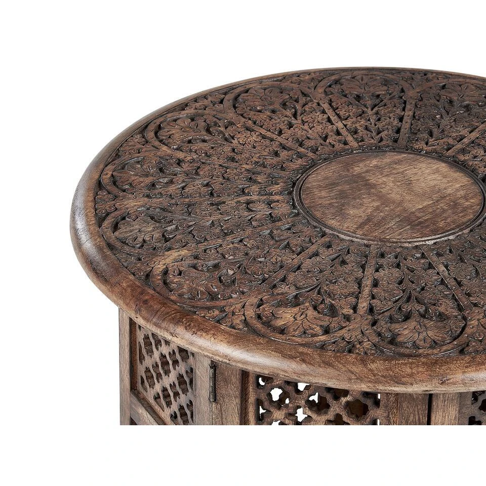 KUMALI - Bijzettafel - Donkere Houtkleur - Mangohout 4 KUMALI - Bijzettafel - Donkere Houtkleur - Mangohout - Afbeelding 4