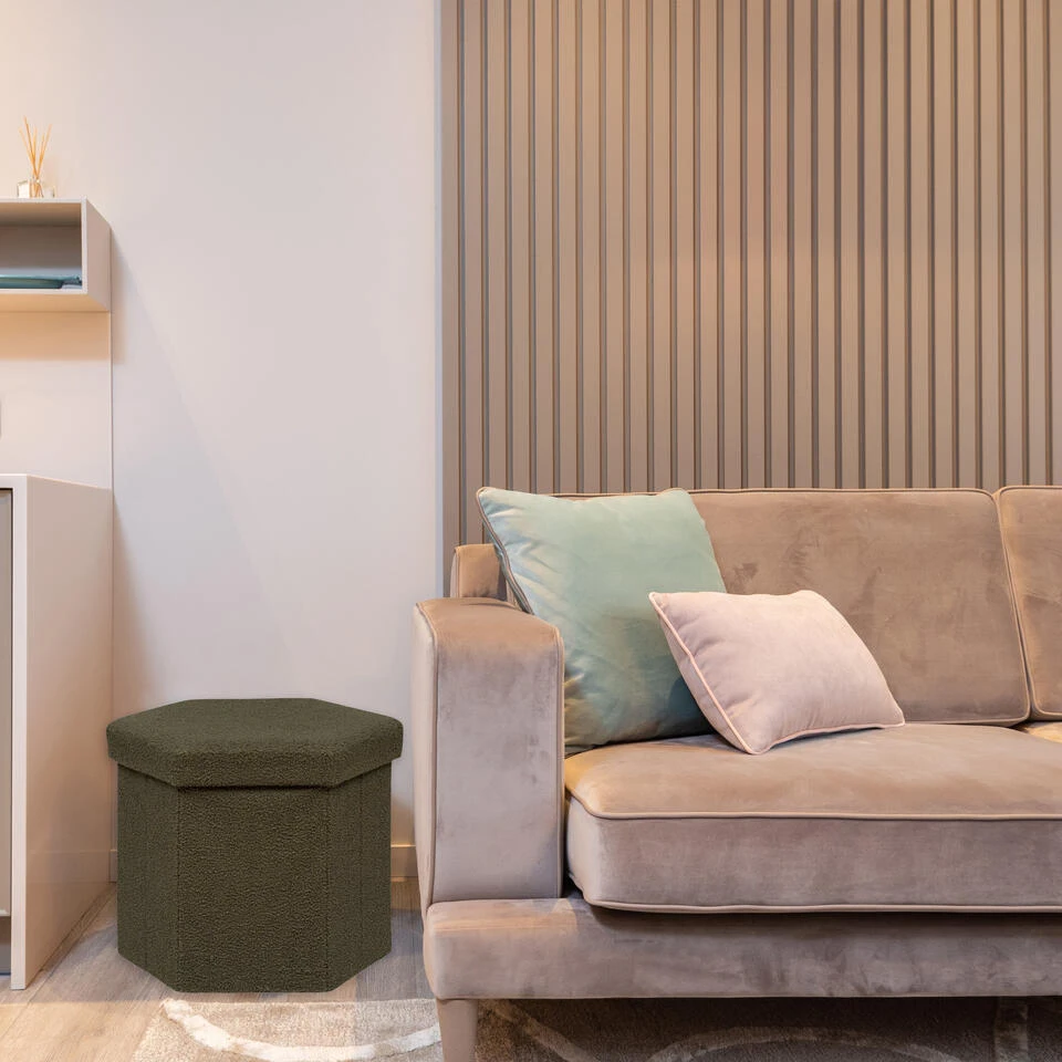 Atmosphera Storage Poef Jako - Opvouwbaar - Olijfgroen - H38 Cm 4 Atmosphera Storage Poef Jako - Opvouwbaar - Olijfgroen - H38 Cm - Afbeelding 4