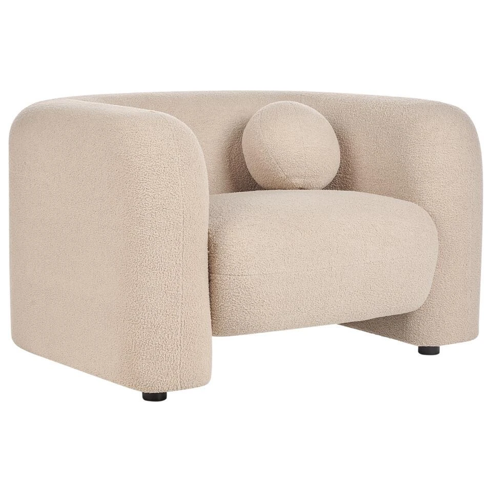 LEIREN - Fauteuil - Beige - Bouclé 5 LEIREN - Fauteuil - Beige - Bouclé - Afbeelding 5