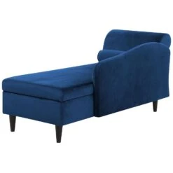 LUIRO - Chaise Longue - Blauw - Linkerzijde - Fluweel -Leenbakker Winkel 03b680727d5a4146a9c4dbb219c476db