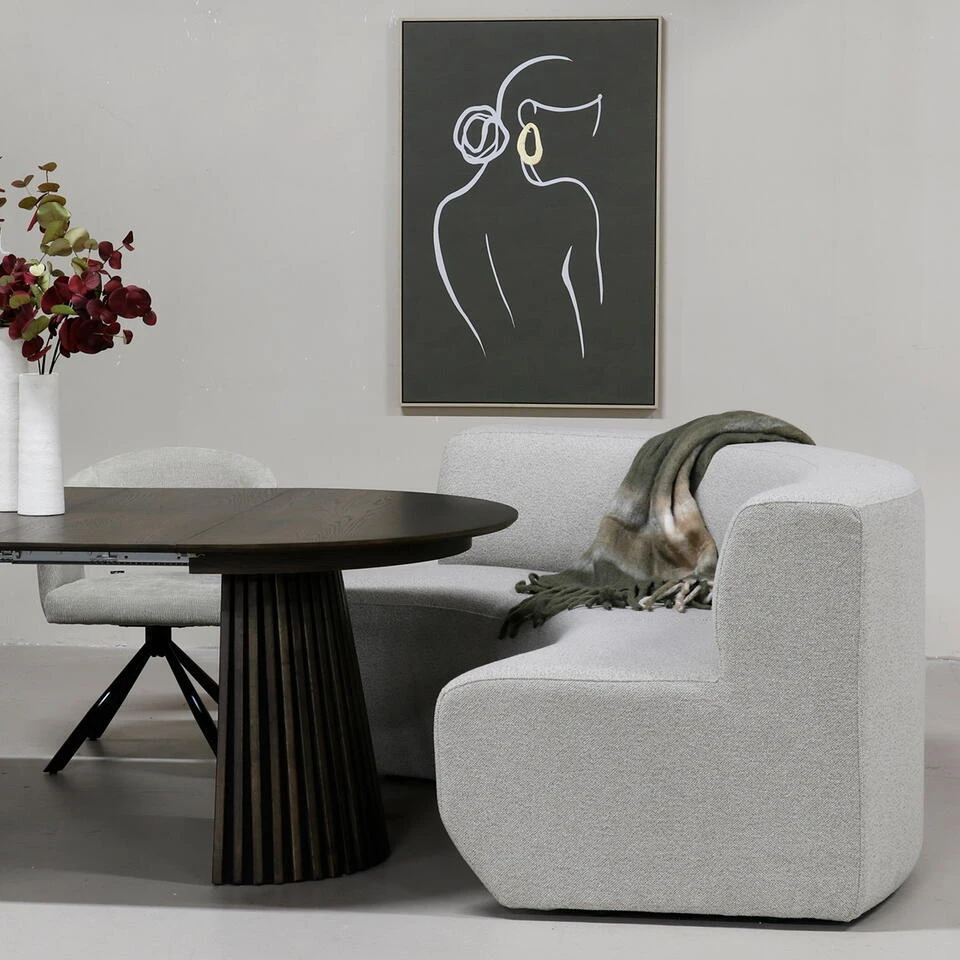 EetkamerbankGreige Stof - Halfrond - 210x85x85cm - Ivar 2 EetkamerbankGreige Stof - Halfrond - 210x85x85cm - Ivar - Afbeelding 2