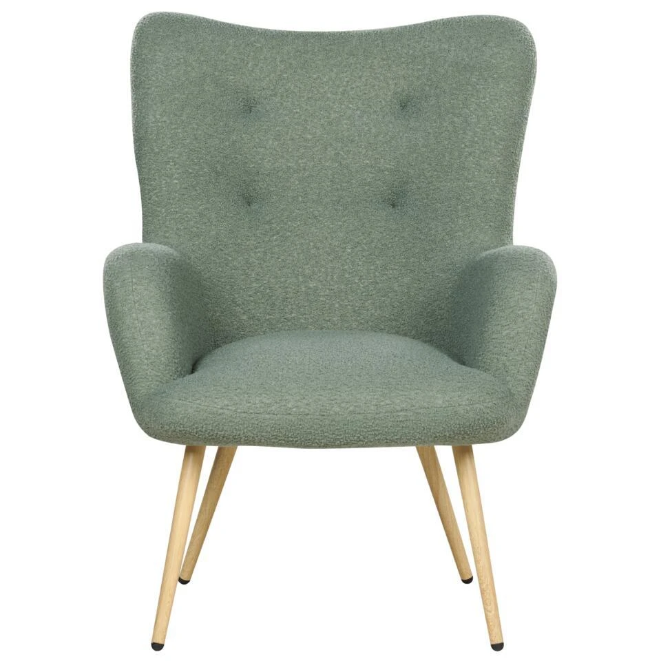VEJLE II - Fauteuil Met Hocker - Lichtgroen - Bouclé 6 VEJLE II - Fauteuil Met Hocker - Lichtgroen - Bouclé - Afbeelding 6