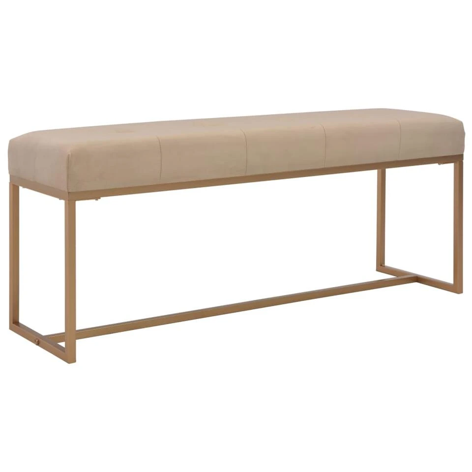 VidaXL Bankje 120 Cm Fluweel Beige 1 VidaXL Bankje 120 Cm Fluweel Beige