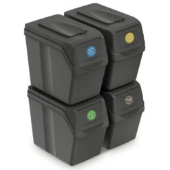 Prosperplast Afvalscheidingsbak - 4 St - Grijs - Kunststof - 20 L