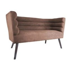Leitmotiv Bank Explicit - Suede Look Chocolade Bruin - 128x71x74cm -Leenbakker Winkel 1000022685 0111