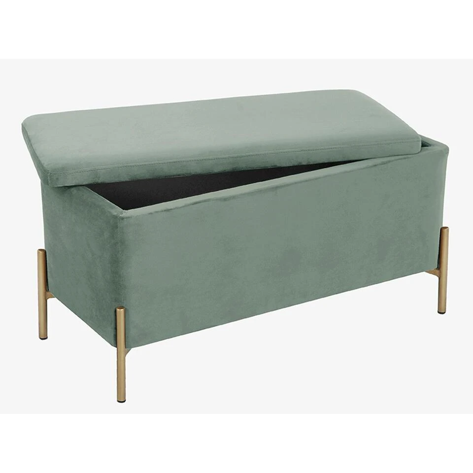 Leitmotiv Bank Snog XL - Velvet Jade Groen, Goud Geverfde Poten - 90x45x45cm 2 Leitmotiv Bank Snog XL - Velvet Jade Groen, Goud Geverfde Poten - 90x45x45cm - Afbeelding 2