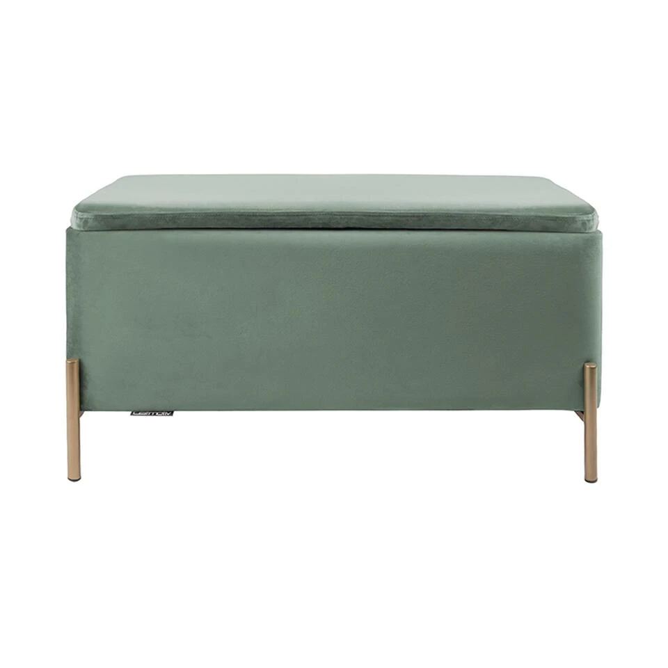 Leitmotiv Bank Snog XL - Velvet Jade Groen, Goud Geverfde Poten - 90x45x45cm 3 Leitmotiv Bank Snog XL - Velvet Jade Groen, Goud Geverfde Poten - 90x45x45cm - Afbeelding 3