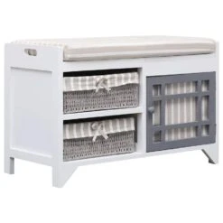 VidaXL Halbank 70x33,5x45 Cm Paulowniahout Wit