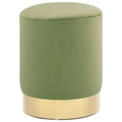 VidaXL Kruk Fluweel Mosterdgroen En Goudkleurig