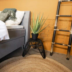 Giga Meubel Kruk Rotan Zwart - 55x55x40 -Leenbakker Winkel 1000027537 0104