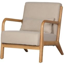 WOOOD Mark Fauteuil - Stof - Naturel - 75x67x82
