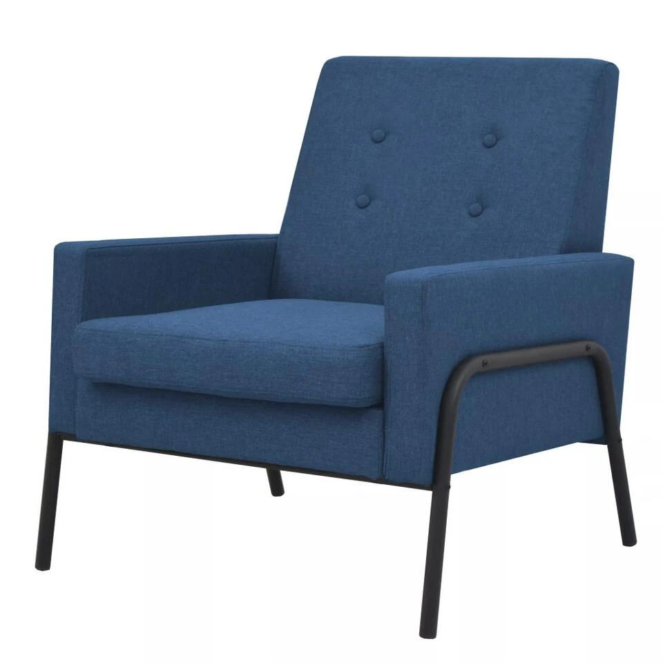 VidaXL Fauteuil Staal En Stof Blauw 1 VidaXL Fauteuil Staal En Stof Blauw