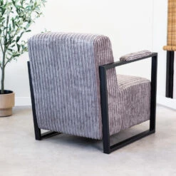 Moderne Fauteuil Madeline Ribstof Antraciet - Stof - Grijs -Leenbakker Winkel 1000051929 0102