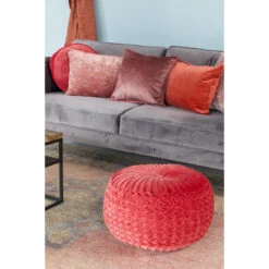 Giga Meubel Poef Rond Roze - 50x50x50cm - Poef Maaike -Leenbakker Winkel 1000053544 0103