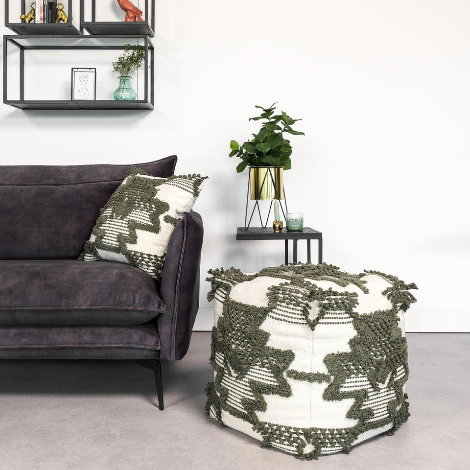 Giga Meubel Poef Kubus Groen/Grijs - 45x45x45cm - Poef Liam 3 Giga Meubel Poef Kubus Groen/Grijs - 45x45x45cm - Poef Liam - Afbeelding 3