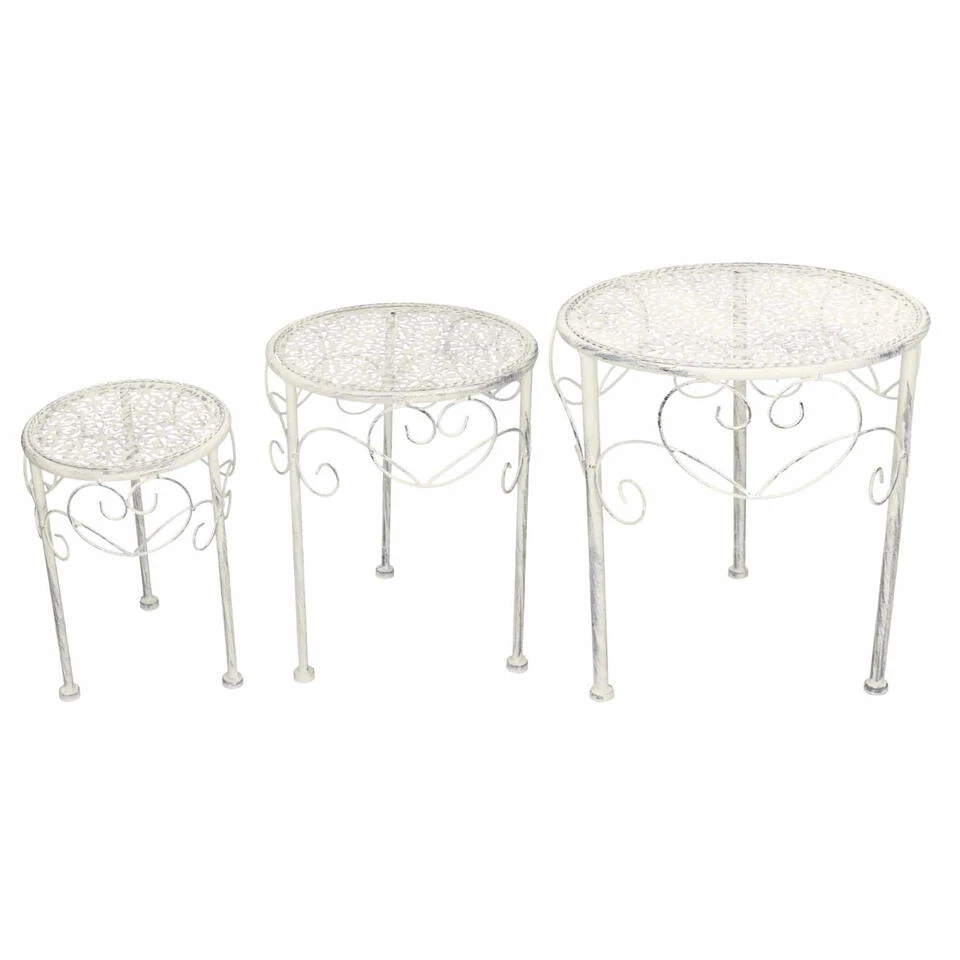 Boltze Bijzettafels Lilli - Set 3 Stuks - Brocante - Lichtgrijs 1 Boltze Bijzettafels Lilli - Set 3 Stuks - Brocante - Lichtgrijs