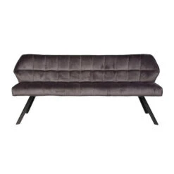 Industriële Eetkamerbank Romy Velvet 180 Cm Grijs - 190x180x81 Cm - Stof - Grijs