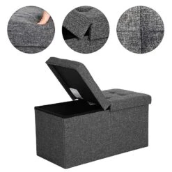 ACAZA Poef - Opvouwbaar - Zonder Poten - Stof - 76 Cm - Donkergrijs -Leenbakker Winkel 1000068052 0102