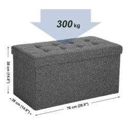 ACAZA Poef - Opvouwbaar - Zonder Poten - Stof - 76 Cm - Donkergrijs -Leenbakker Winkel 1000068052 0103