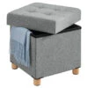 Poef - Opvouwbaar - Met Poten - Stof - 38 Cm - Lichtgrijs