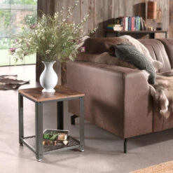 ACAZA Vierkante Bijzettafel - 45x55x45 Cm - Vintage Bruin -Leenbakker Winkel 1000069197 0103