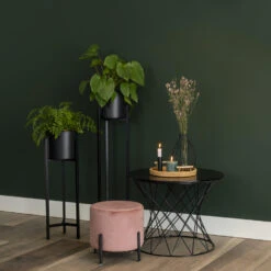 QUVIO Poef Met Vier Metalen Poten - Velvet - Vintage Roze 7 QUVIO Poef Met Vier Metalen Poten - Velvet - Vintage Roze -Leenbakker Winkel 1000071931 0103