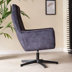 Fauteuil Draaibaar Casper Velvet Antraciet - Stof - Grijs -Leenbakker Winkel 1000072638 0102