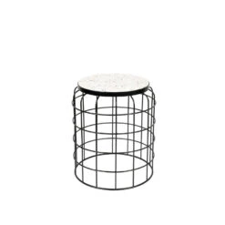 Giga Meubel Bijzettafel Rond Ø36cm - Terrazzo & Ijzer - Tafel Trad