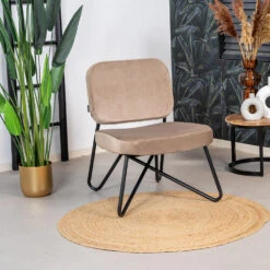 Velvet Fauteuil Jasmijn Taupe - Stof - Taupe -Leenbakker Winkel 1000074966 0103