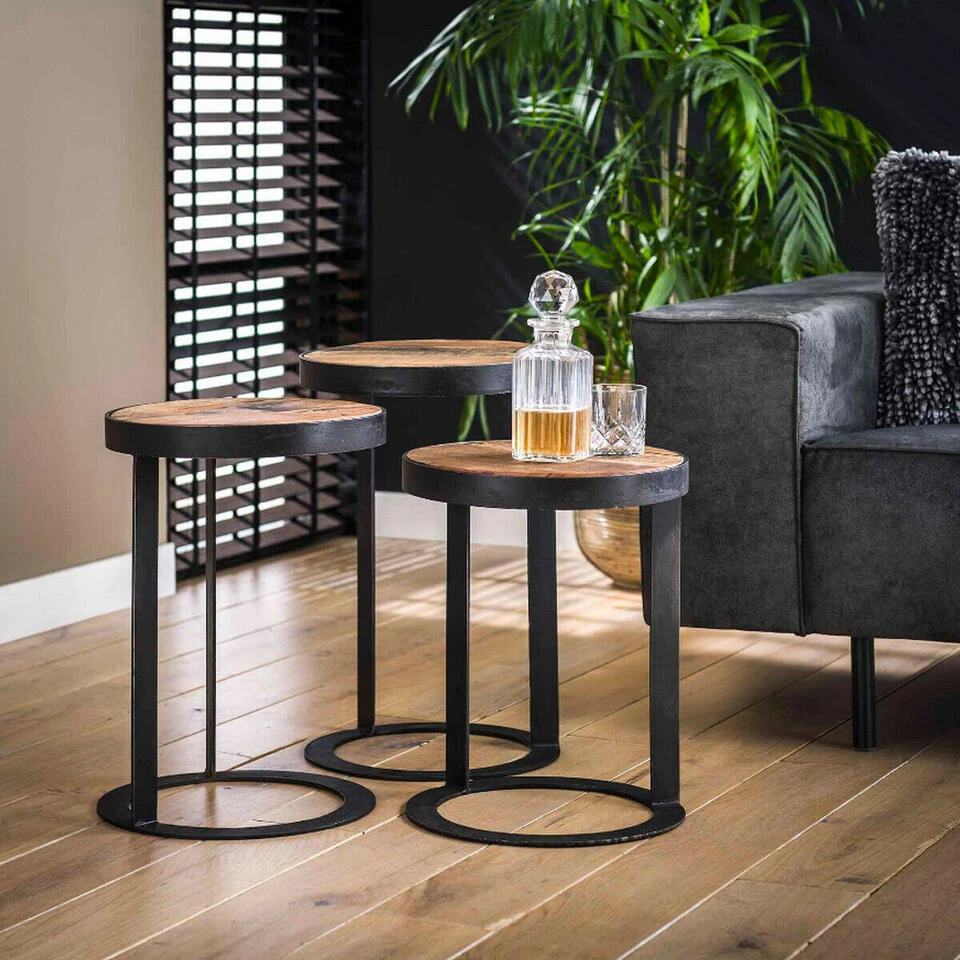 Bijzettafel Roger Rond - Hout - Multikleur 2 Bijzettafel Roger Rond - Hout - Multikleur - Afbeelding 2