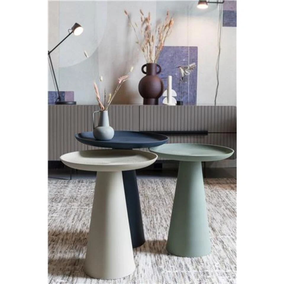 Giga Meubel Sidetable Creme - 34,50x34,50x41,50cm - Aluminium - Tafel Ringar 2 Giga Meubel Sidetable Creme - 34,50x34,50x41,50cm - Aluminium - Tafel Ringar - Afbeelding 2