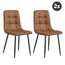 2x Eetkamerstoel Yerevan - Microleder - Cognac
