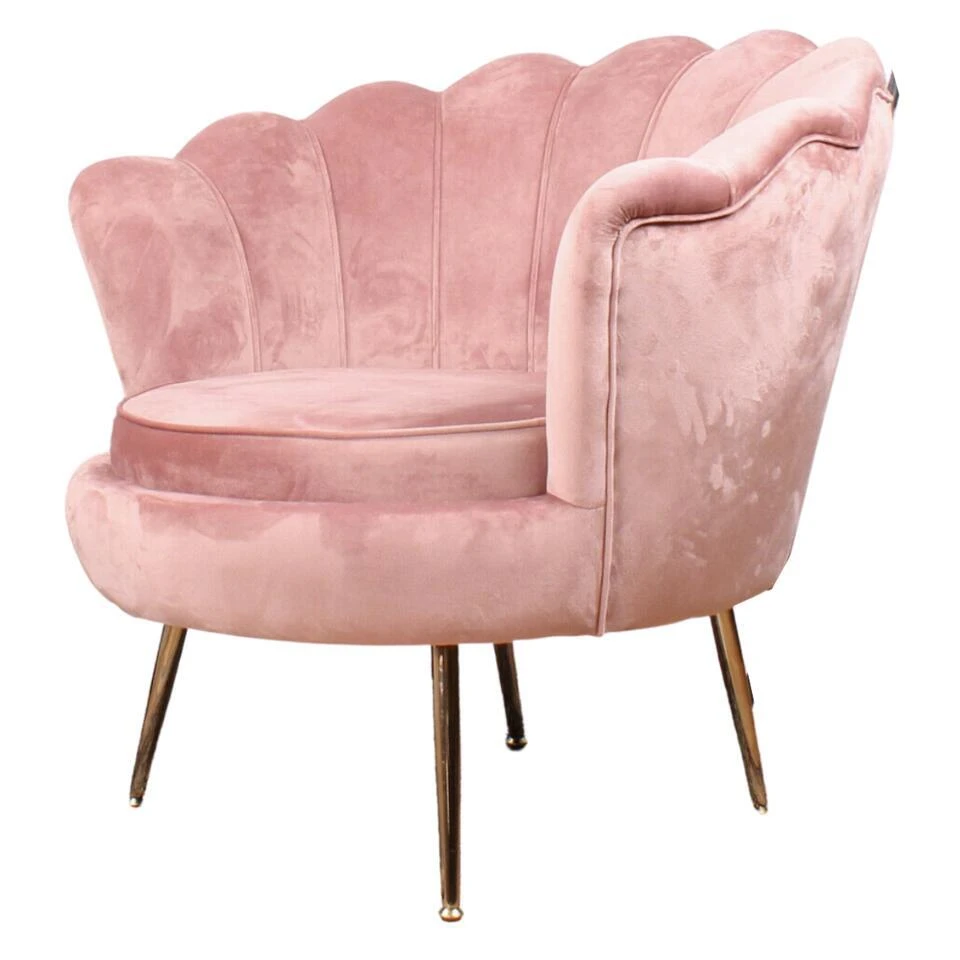 DS4U® Feliz Fauteuil Velvet - Stof - Roze 1 DS4U® Feliz Fauteuil Velvet - Stof - Roze