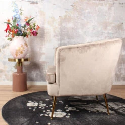 DS4U® Norah Fauteuil Velvet - Stof - Beige -Leenbakker Winkel 1000081202 0102