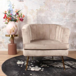 DS4U® Norah Fauteuil Velvet - Stof - Beige -Leenbakker Winkel 1000081202 0103