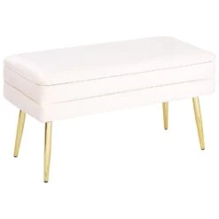 DURHAM - Bankje - Wit - Fluweel