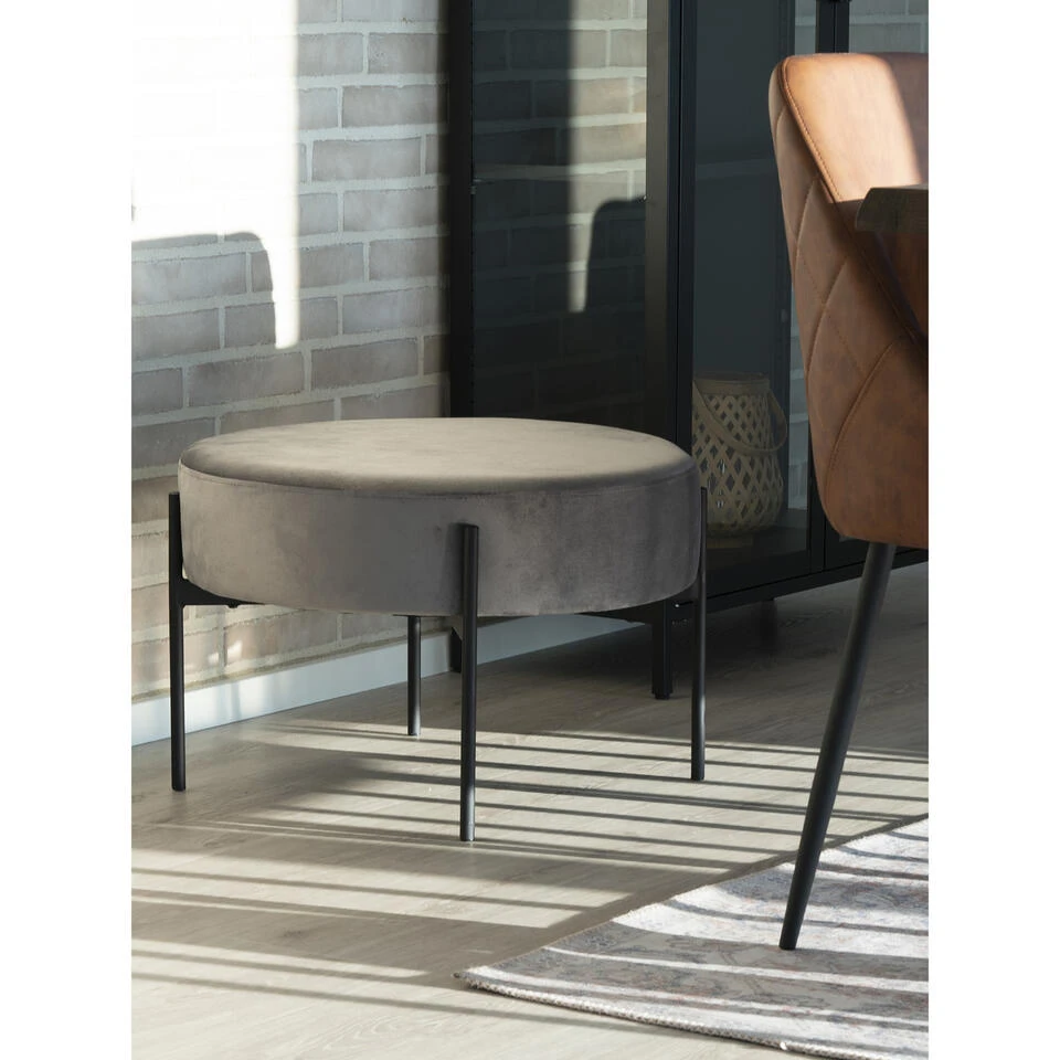 Giga Meubel Poef Grijs - Velvet - 61x61x39cm - Poef Amadora 2 Giga Meubel Poef Grijs - Velvet - 61x61x39cm - Poef Amadora - Afbeelding 2