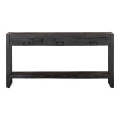Leenbakker Winkel 9 Sidetable Atlanta Black 3 Lades 150cm - Mangohout - Zwart - Rechthoekig