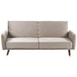 Beliani Driezitsbank - SENJA Beige Fluweel