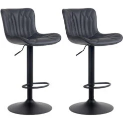 CLP Set Van 2 Barkruk Linus Mat Zwart Frame - Kunstleer - Zwart