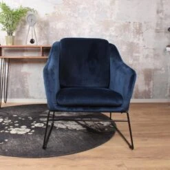 DS4U® Antonio Fauteuil Velvet - Stof - Blauw -Leenbakker Winkel 1000093601 0102