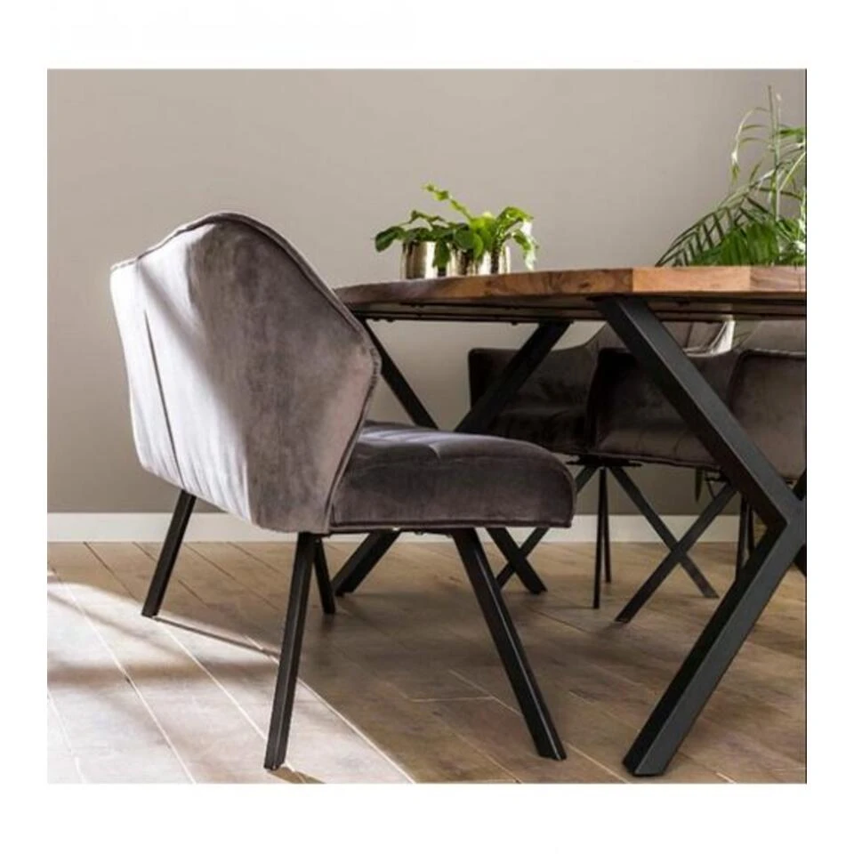 Kalfort Kelly Eetkamerbank Velvet Antraciet - 58x180x46 Cm 3 Kalfort Kelly Eetkamerbank Velvet Antraciet - 58x180x46 Cm - Afbeelding 3