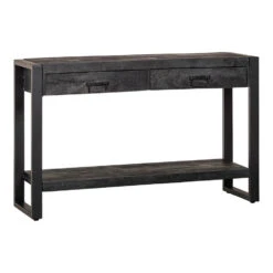 Sidetable Atlanta Black 2 Lades 120cm - Mangohout - Zwart - Rechthoekig -Leenbakker Winkel 1000096955 0103