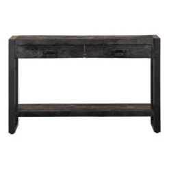 Sidetable Atlanta Black 2 Lades 120cm - Mangohout - Zwart - Rechthoekig