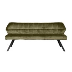 Industriële Eetkamerbank Romy Velvet 180 Cm Groen - 190x190x84 Cm - Stof - Groen
