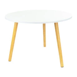 QUVIO Bijzettafel Rond - 60 X 60 X 42 Cm - Wit