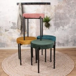 DS4U® Mika Velvet Kruk - Stof - Roze 7 DS4U® Mika Velvet Kruk - Stof - Roze -Leenbakker Winkel 1000098397 0103