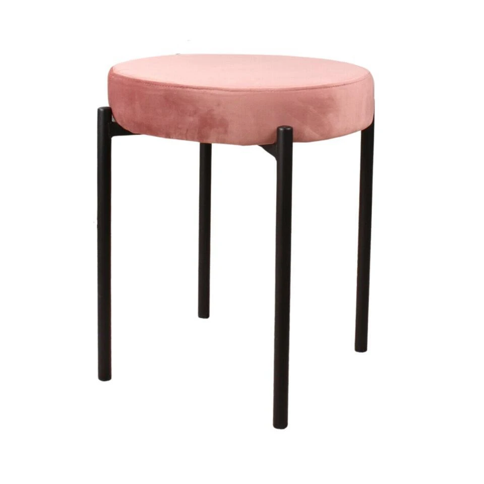 DS4U® Mika Velvet Kruk - Stof - Roze 1 DS4U® Mika Velvet Kruk - Stof - Roze