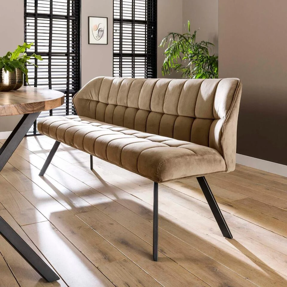 Ramon Eetkamerbank 180cm - Stof - Beige 2 Ramon Eetkamerbank 180cm - Stof - Beige - Afbeelding 2