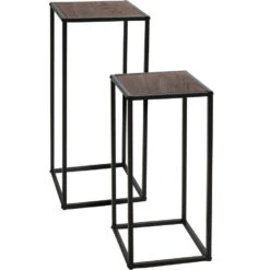 H&S Collection Planten Standaard/verhoger Set - 2-delig - Zwart/bruin
